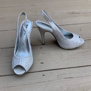 Silver Sparkly Coach and Four Heels